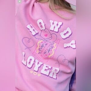 Sweatshirt Living Fully Co. Mallory Ervin Pink Howdy Lover Cowboy Hat NIB Sz XL